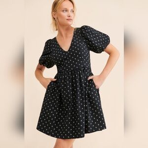 Madewell V-Neck Puff-Sleeve Mini Dress in Floral Ikat